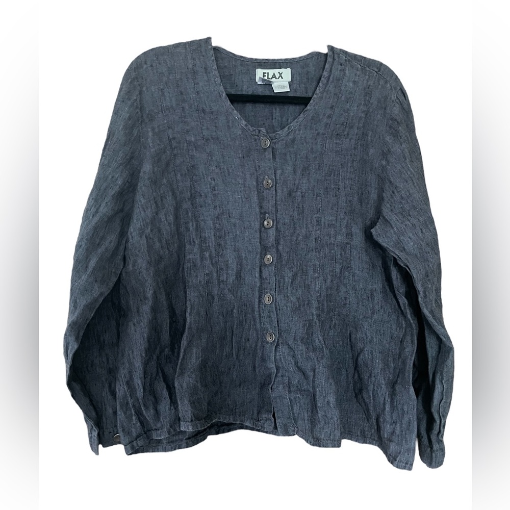 Flax Lightweight Button Down Blouse 100% Linen Size M